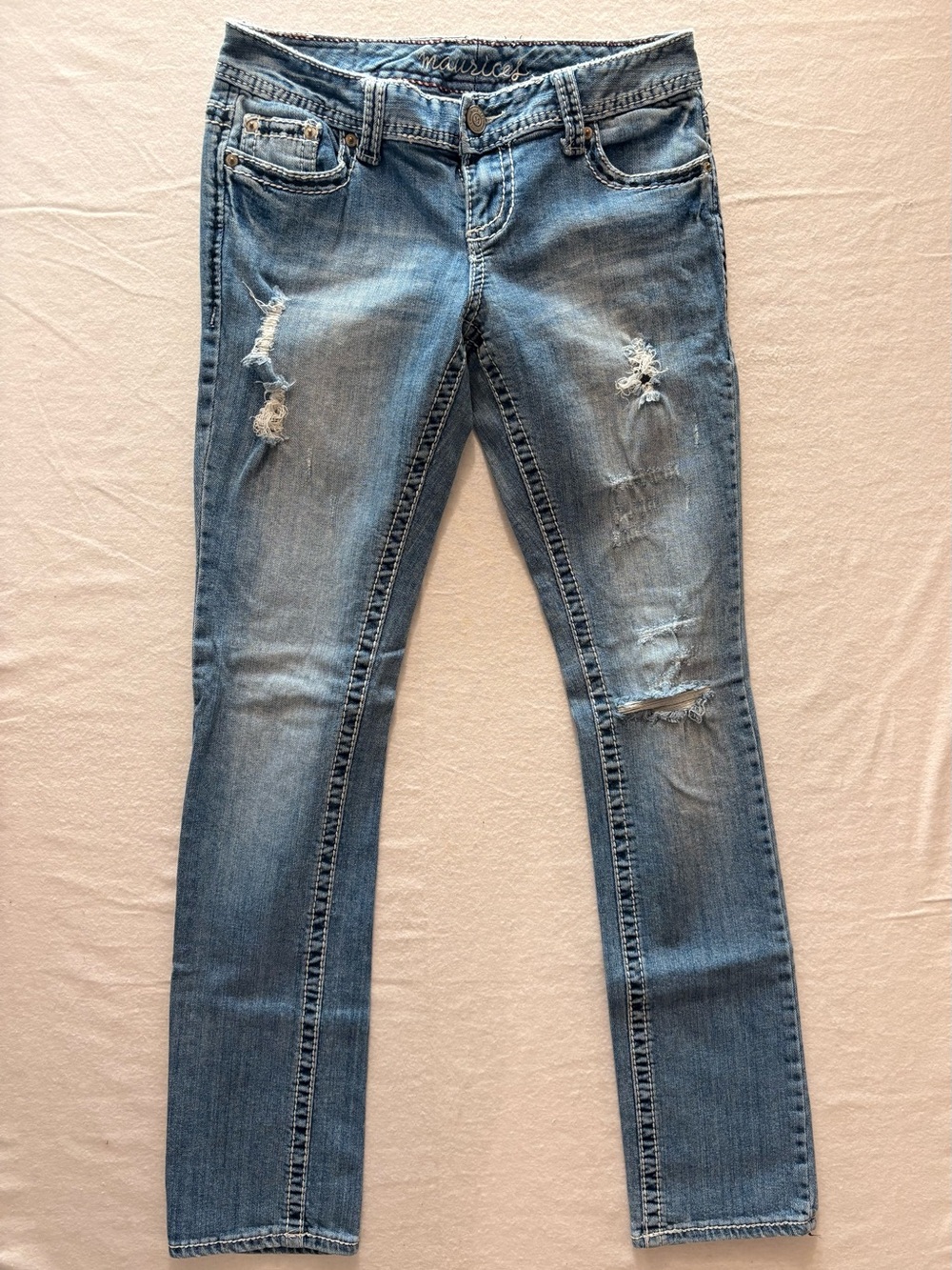 Maurices Light Blue Skinny Distressed Jeans